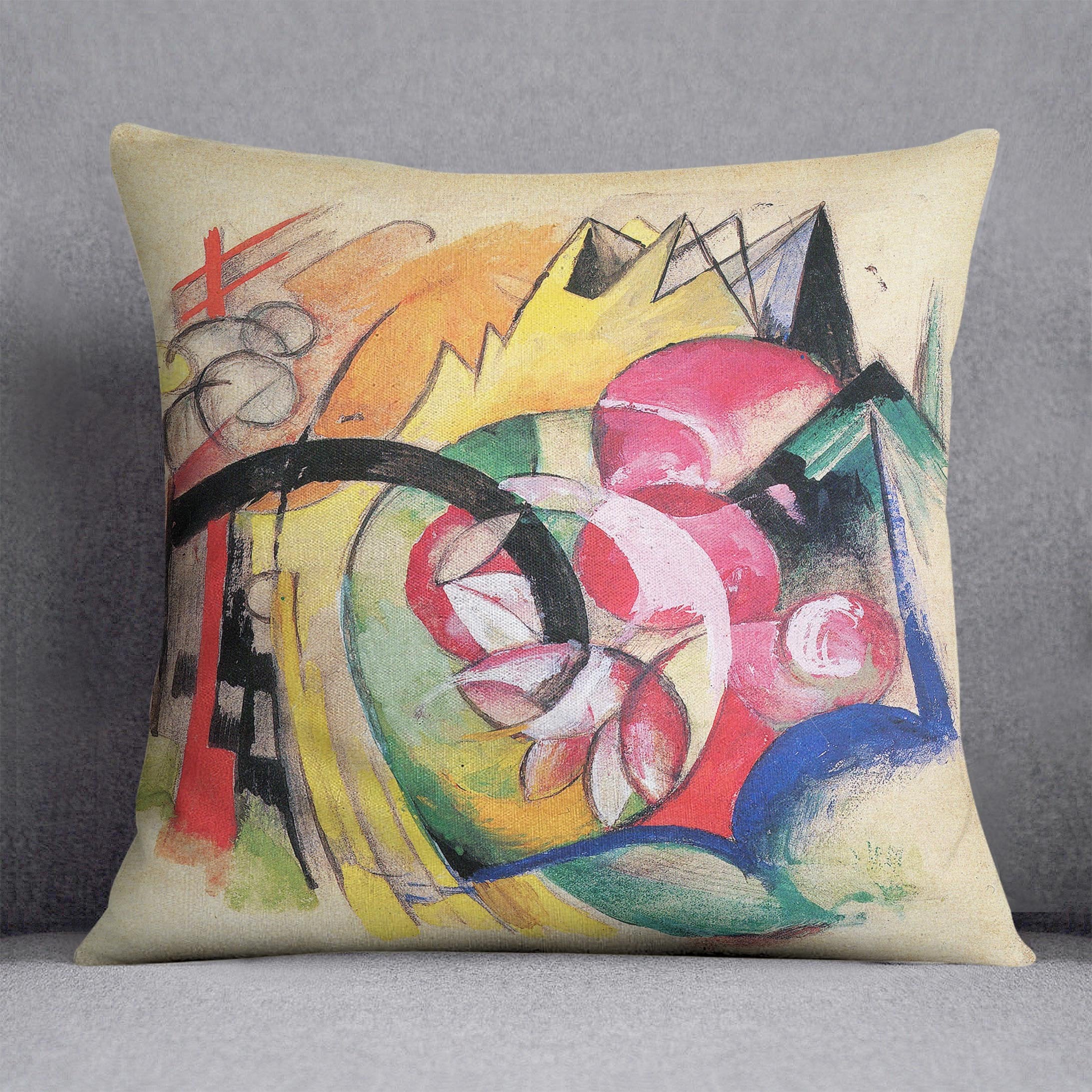 Colored flowers by Franz Marc Throw Pillow