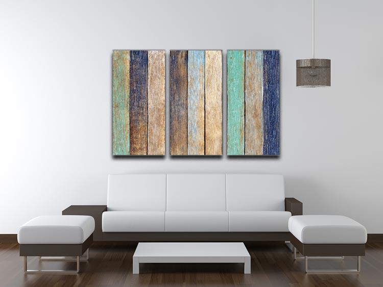 Colorful Wooden Plank 3 Split Panel Canvas Print - Canvas Art Rocks - 3