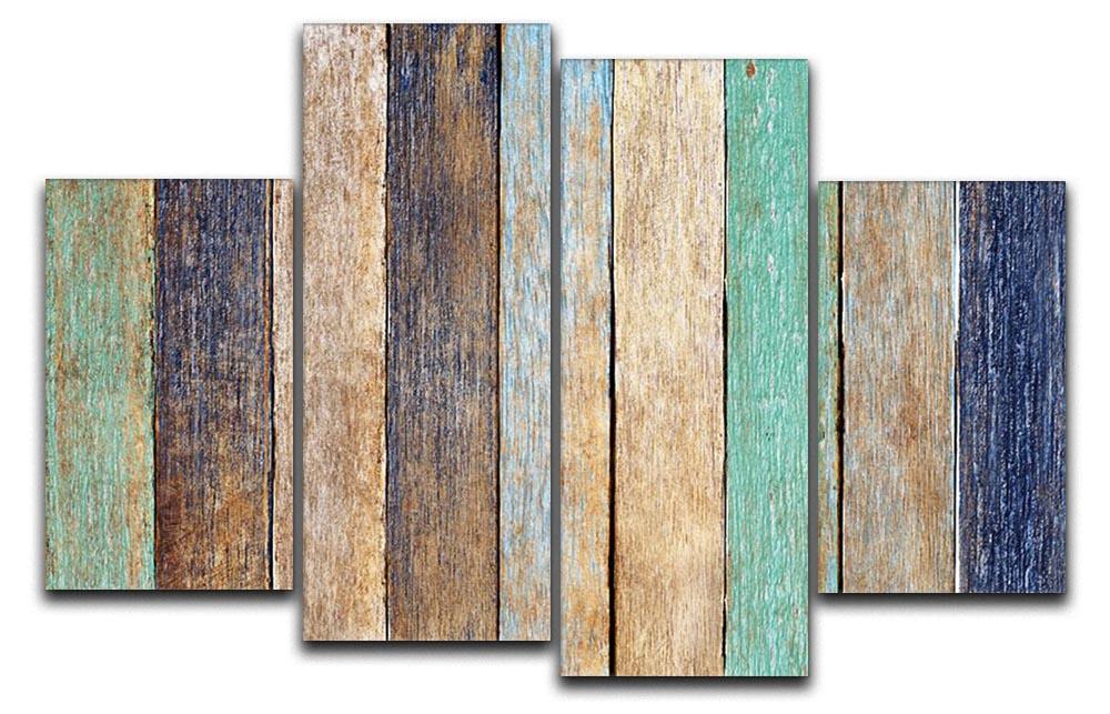 Colorful Wooden Plank 4 Split Panel Canvas - Canvas Art Rocks - 1