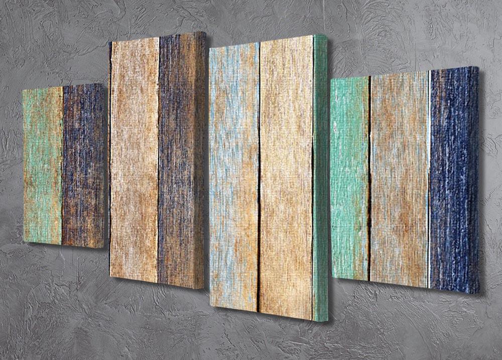 Colorful Wooden Plank 4 Split Panel Canvas - Canvas Art Rocks - 2