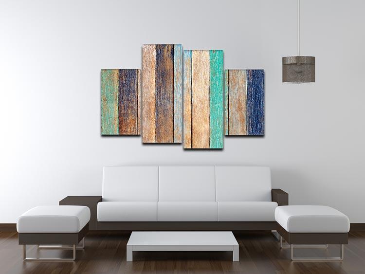 Colorful Wooden Plank 4 Split Panel Canvas - Canvas Art Rocks - 3