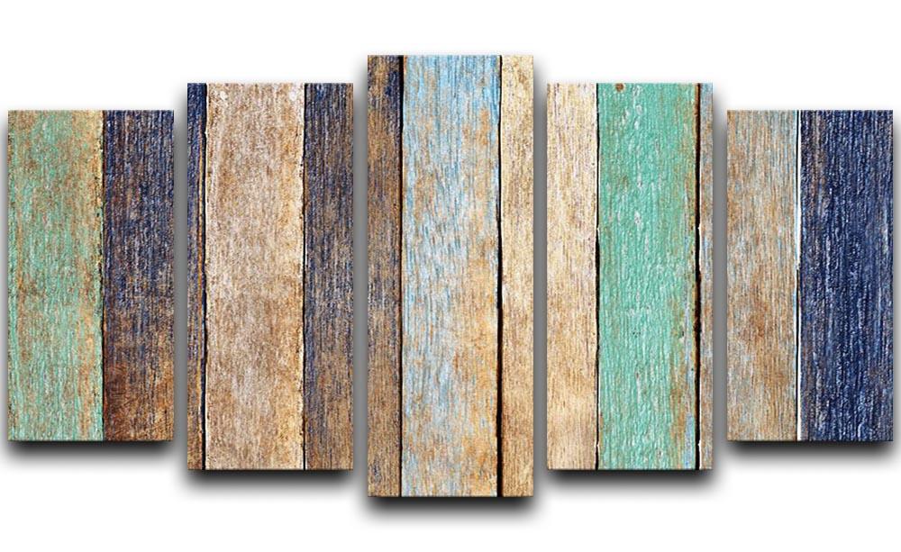 Colorful Wooden Plank 5 Split Panel Canvas - Canvas Art Rocks - 1