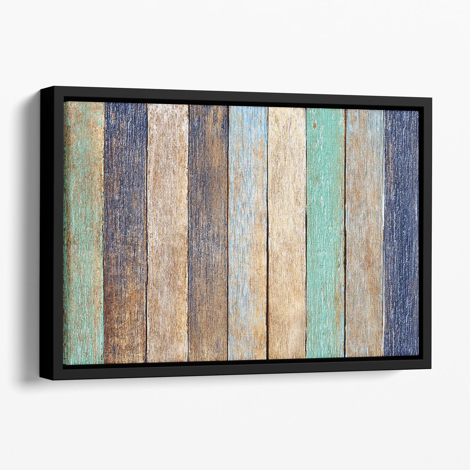 Colorful Wooden Plank Floating Framed Canvas - Canvas Art Rocks - 1