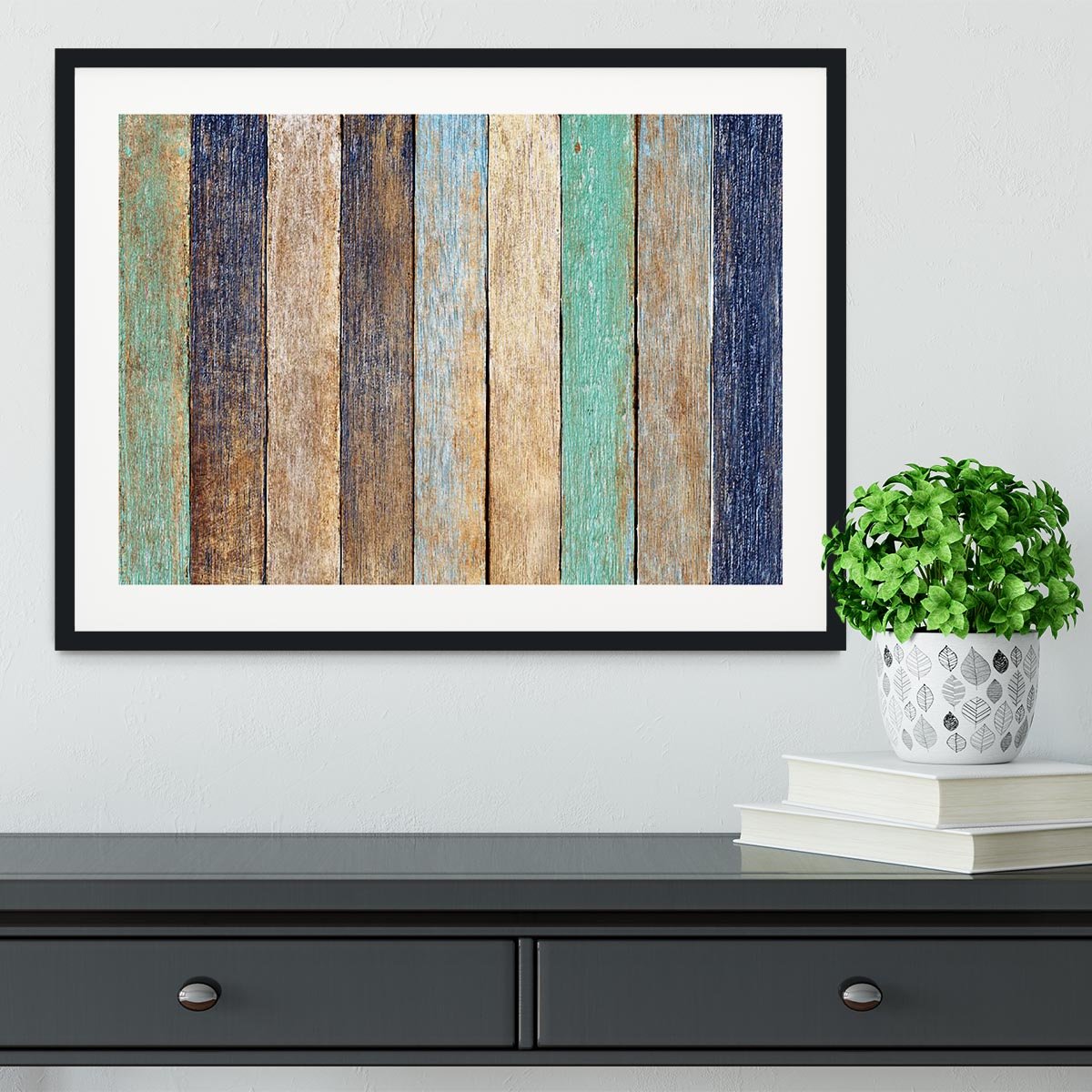 Colorful Wooden Plank Framed Print - Canvas Art Rocks - 1