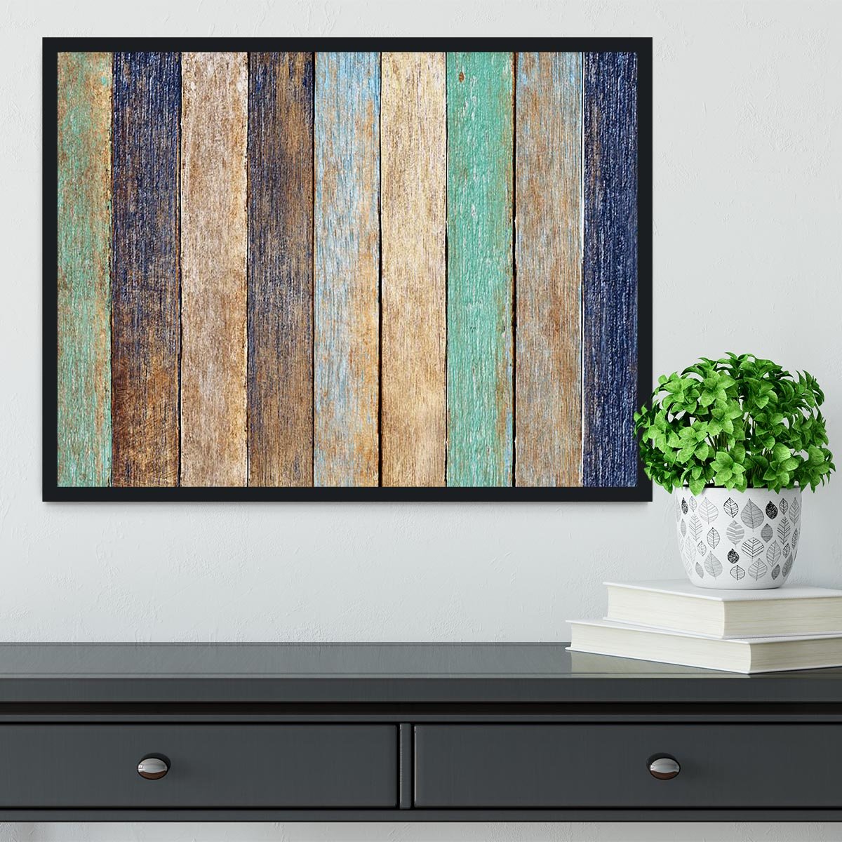 Colorful Wooden Plank Framed Print - Canvas Art Rocks - 2