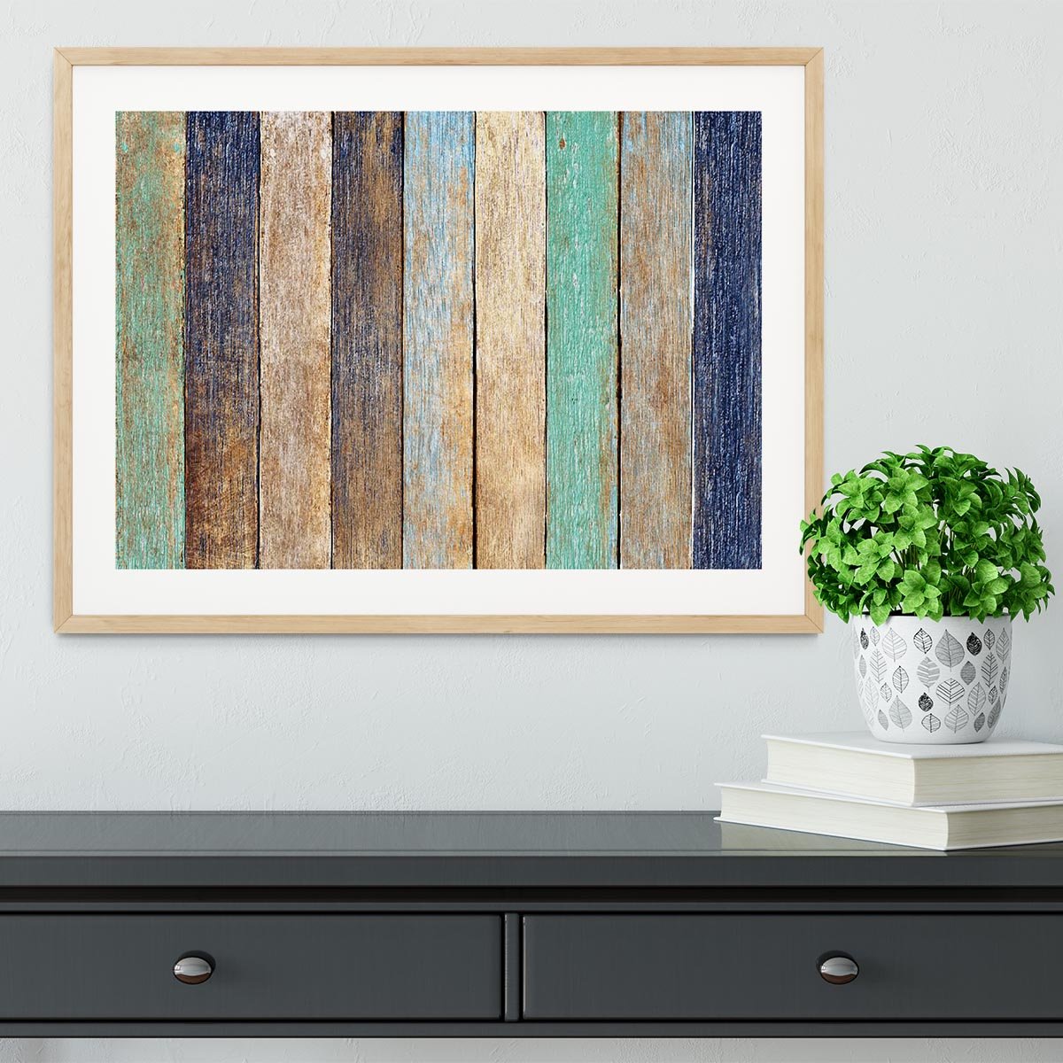 Colorful Wooden Plank Framed Print - Canvas Art Rocks - 3