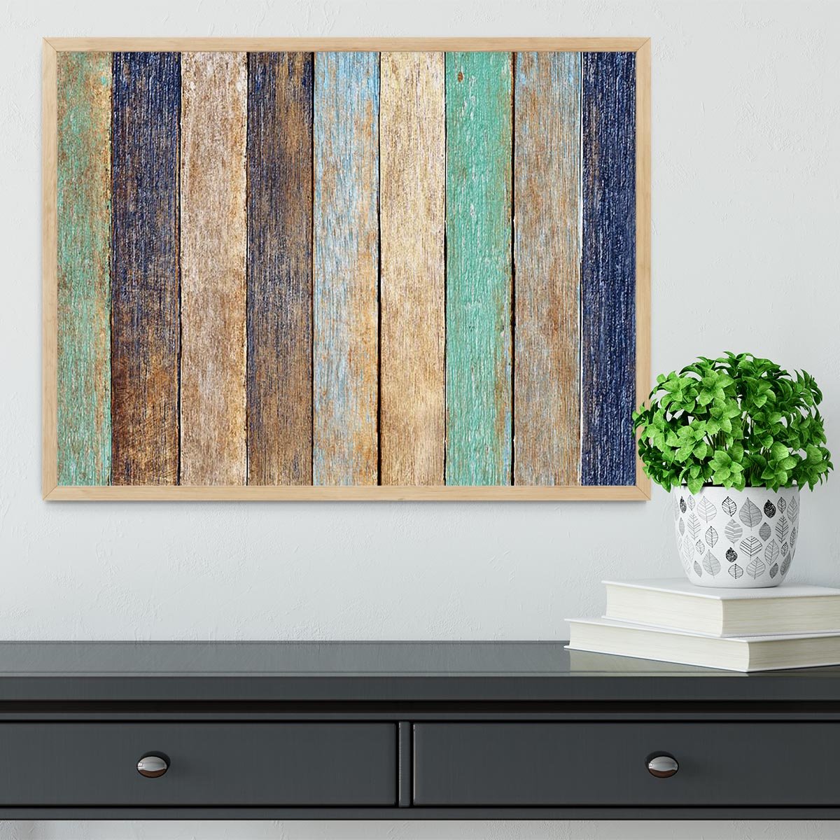 Colorful Wooden Plank Framed Print - Canvas Art Rocks - 4