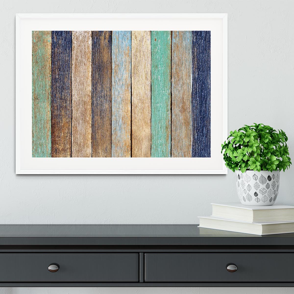Colorful Wooden Plank Framed Print - Canvas Art Rocks - 5