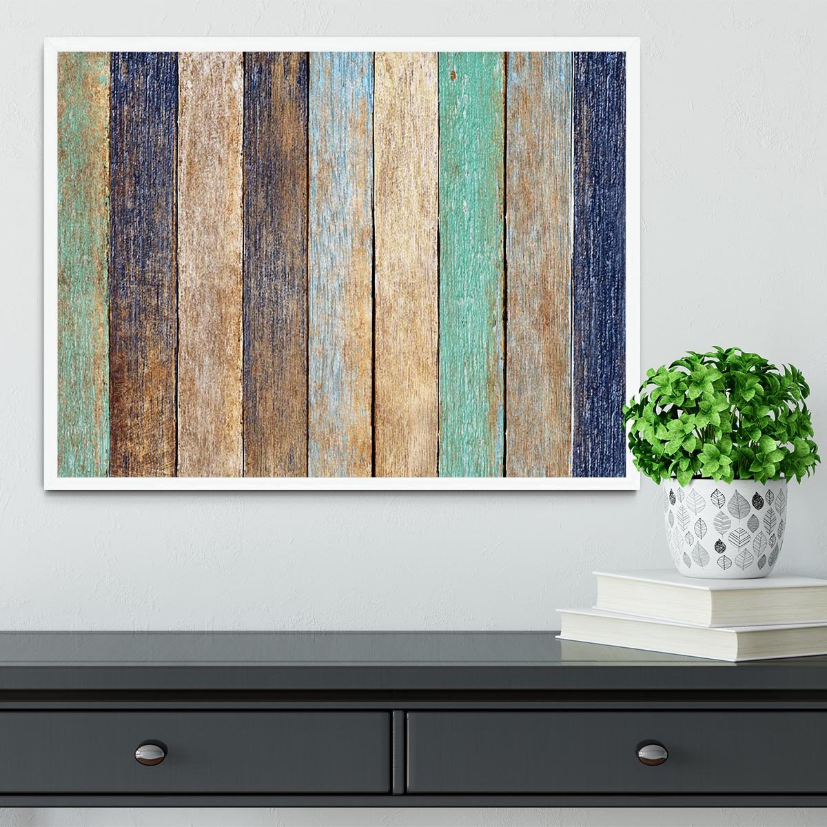 Colorful Wooden Plank Framed Print - Canvas Art Rocks -6