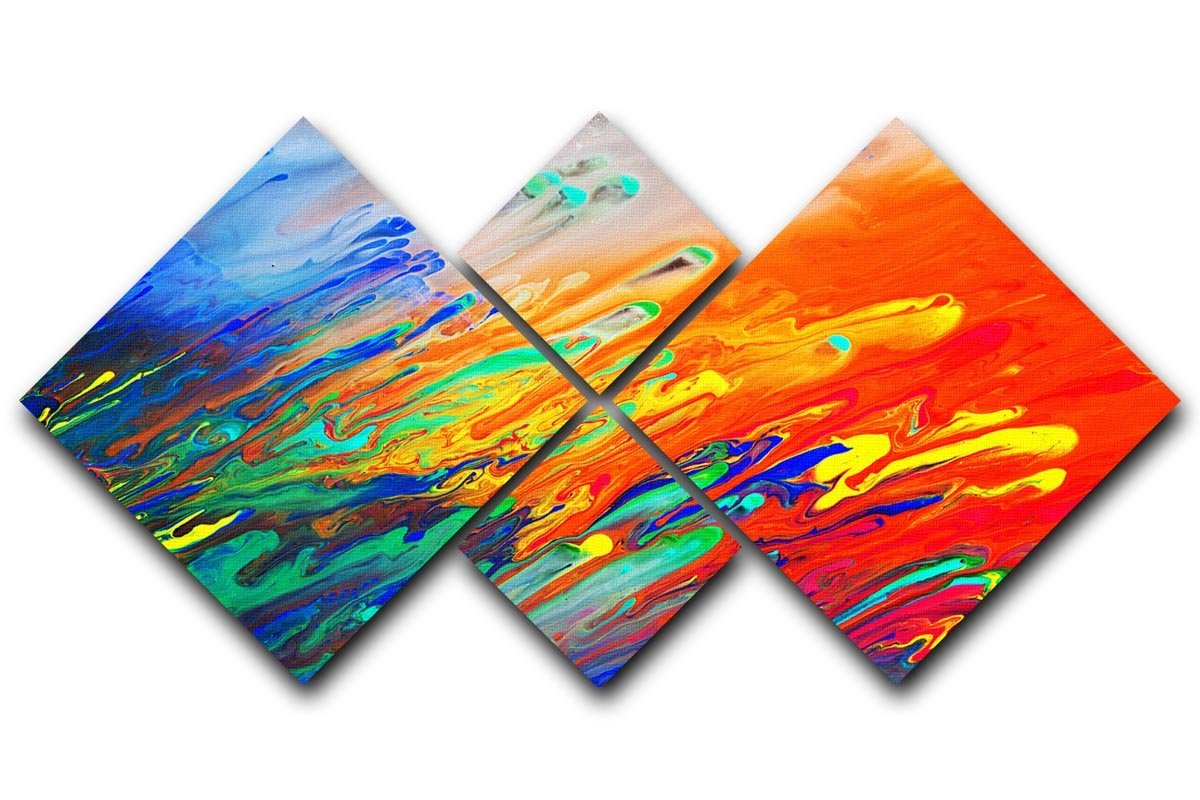 Colorful abstract acrylic painting 4 Square Multi Panel Canvas
