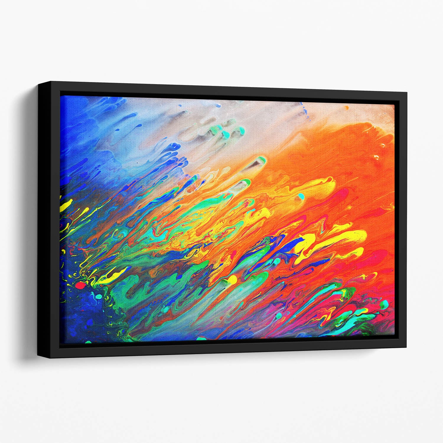 Colorful abstract acrylic painting Floating Framed Canvas