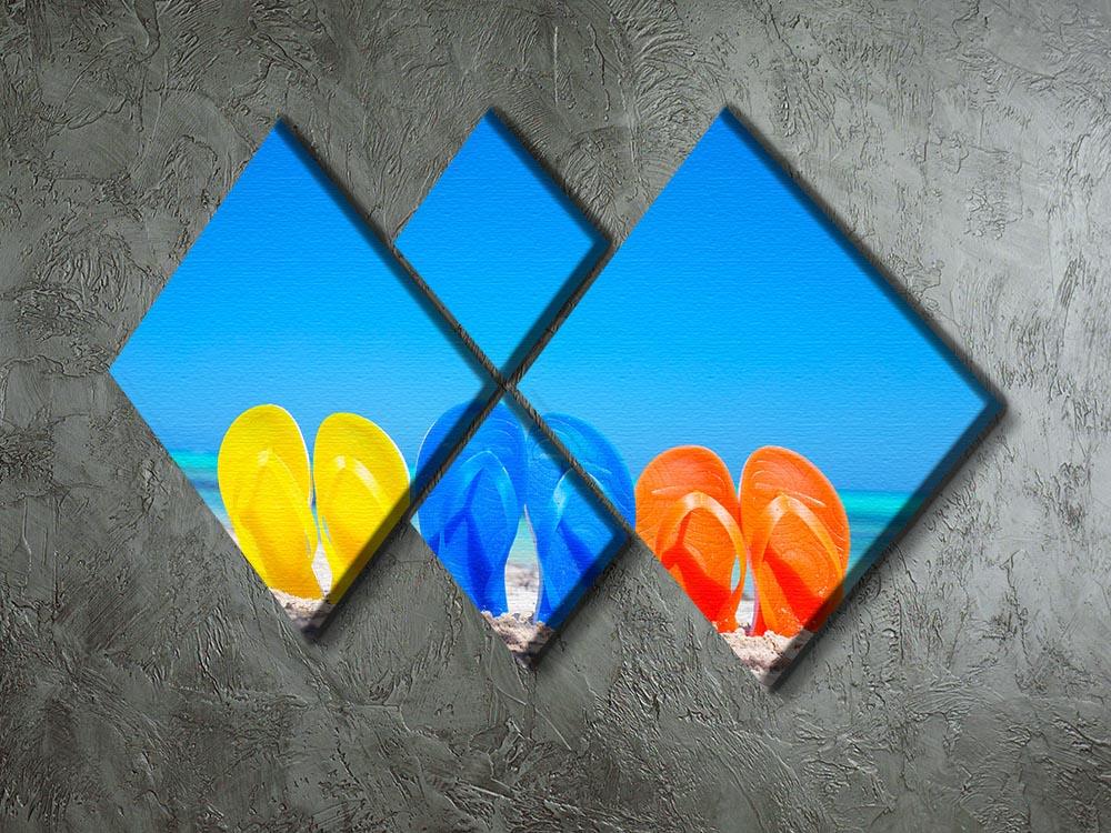 Colorful beach flip flops 4 Square Multi Panel Canvas - Canvas Art Rocks - 2