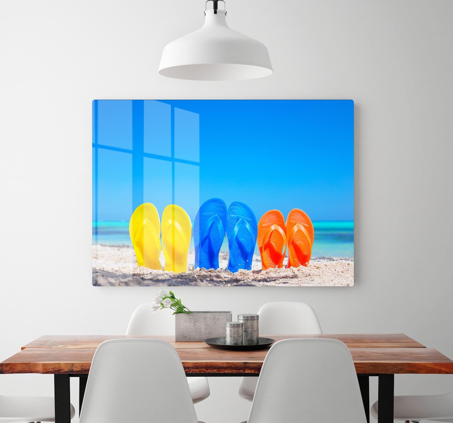 Colorful beach flip flops HD Metal Print - Canvas Art Rocks - 2