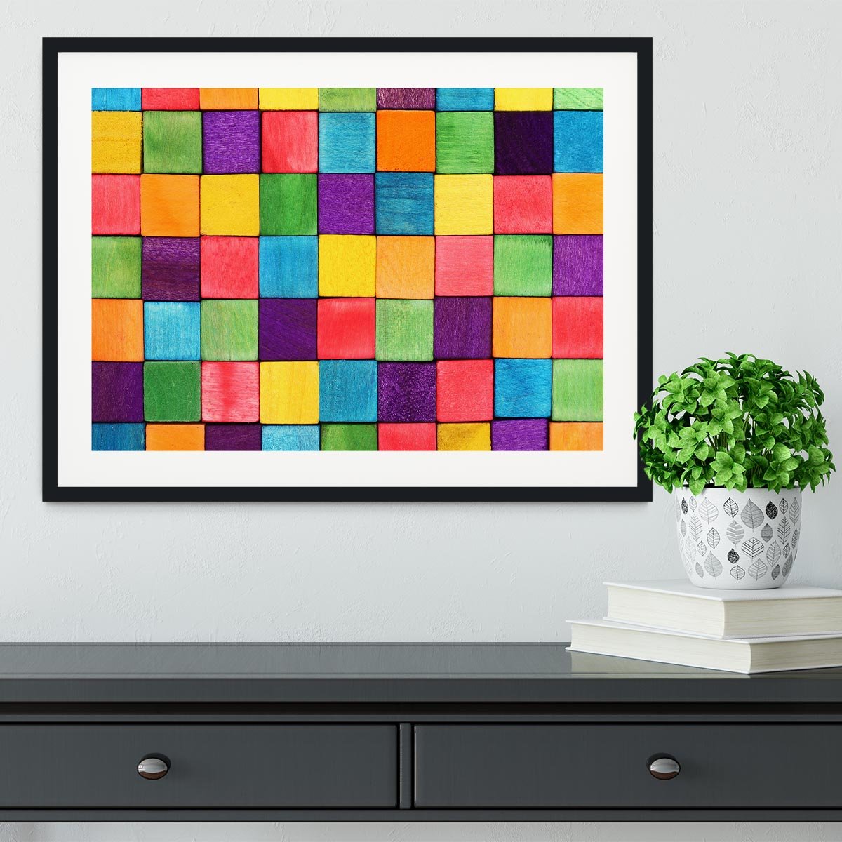 Colorful blocks Framed Print - Canvas Art Rocks - 1
