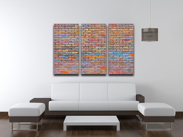Colorful brick wall texture 3 Split Panel Canvas Print - Canvas Art Rocks - 3