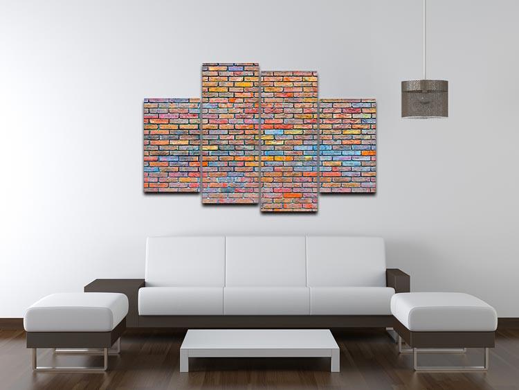Colorful brick wall texture 4 Split Panel Canvas - Canvas Art Rocks - 3