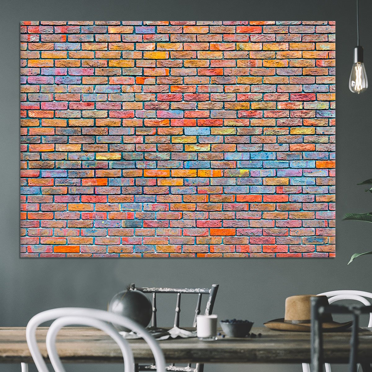 Colorful brick wall texture Canvas Print or Poster