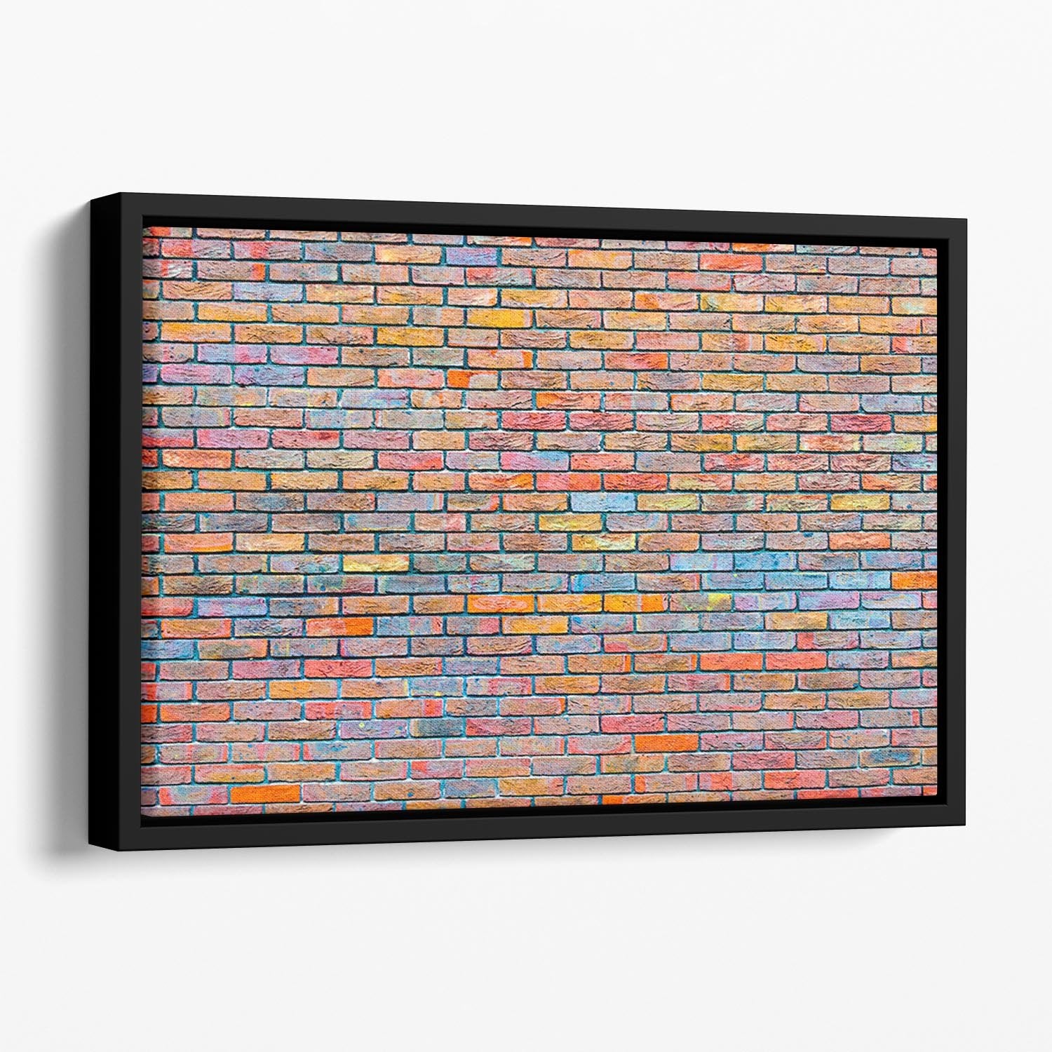Colorful brick wall texture Floating Framed Canvas - Canvas Art Rocks - 1