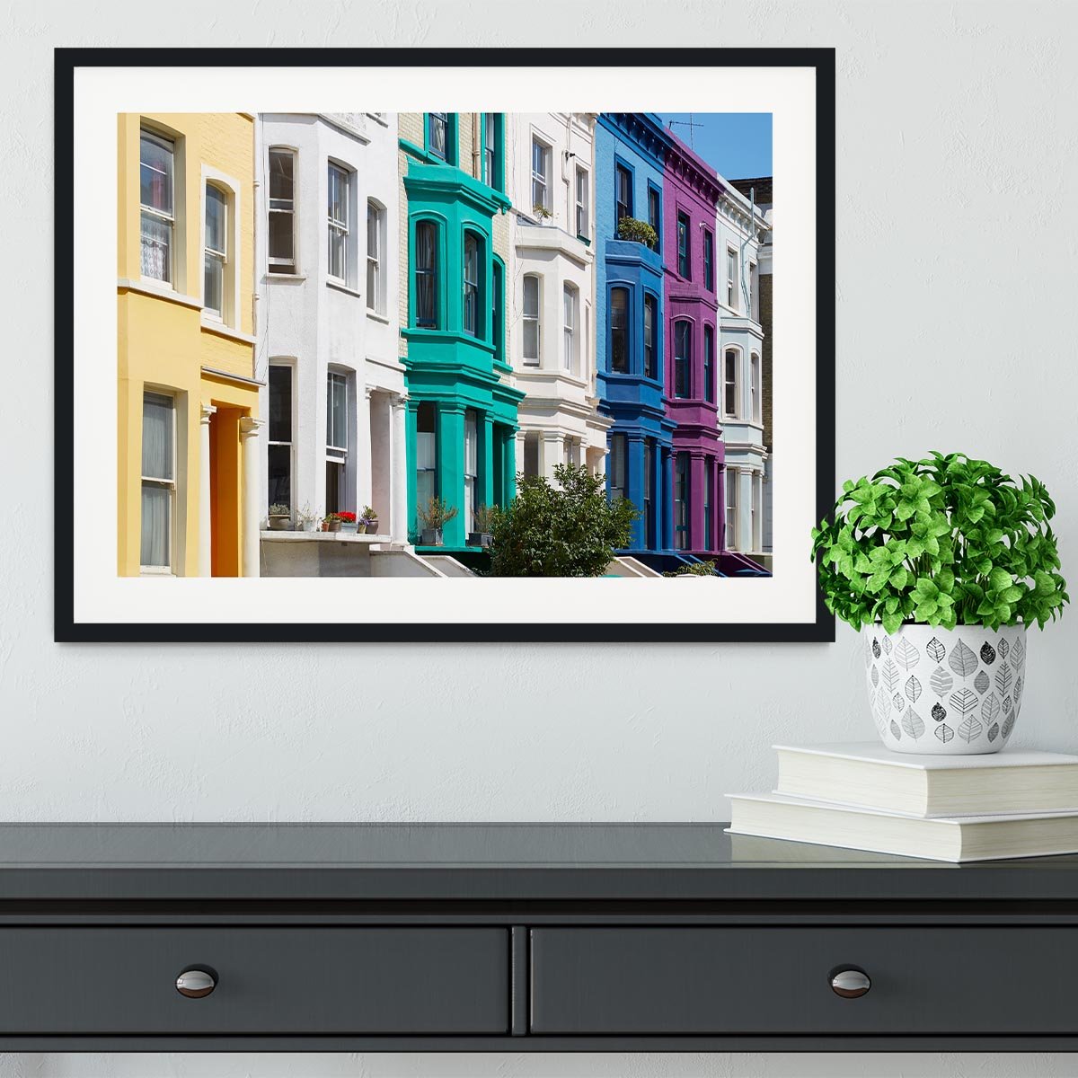 Colorful english houses Framed Print - Canvas Art Rocks - 1