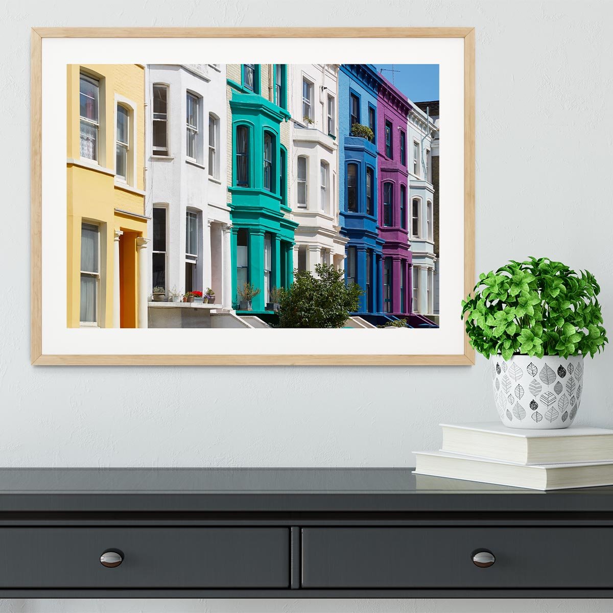 Colorful english houses Framed Print - Canvas Art Rocks - 3