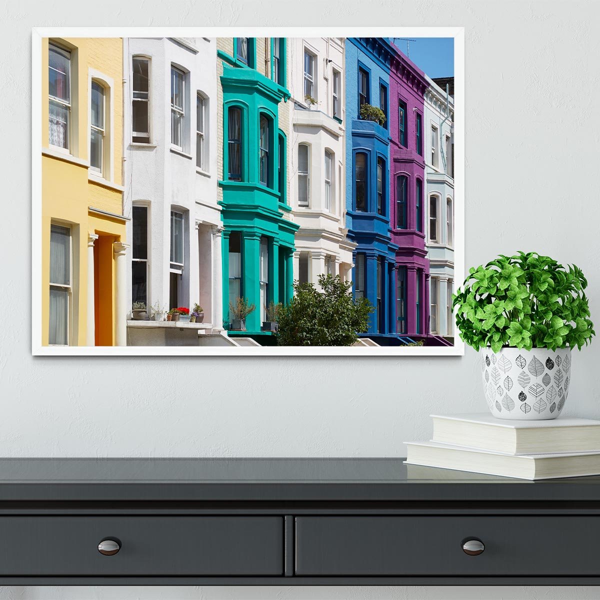 Colorful english houses Framed Print - Canvas Art Rocks -6