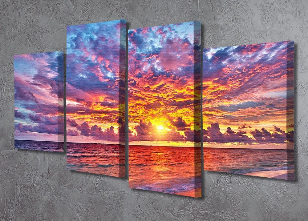 Colorful sunset over ocean on Maldives 4 Split Panel Canvas  - Canvas Art Rocks - 2
