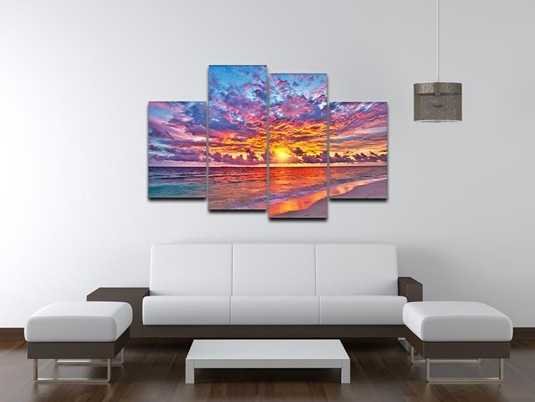 Colorful sunset over ocean on Maldives 4 Split Panel Canvas  - Canvas Art Rocks - 3