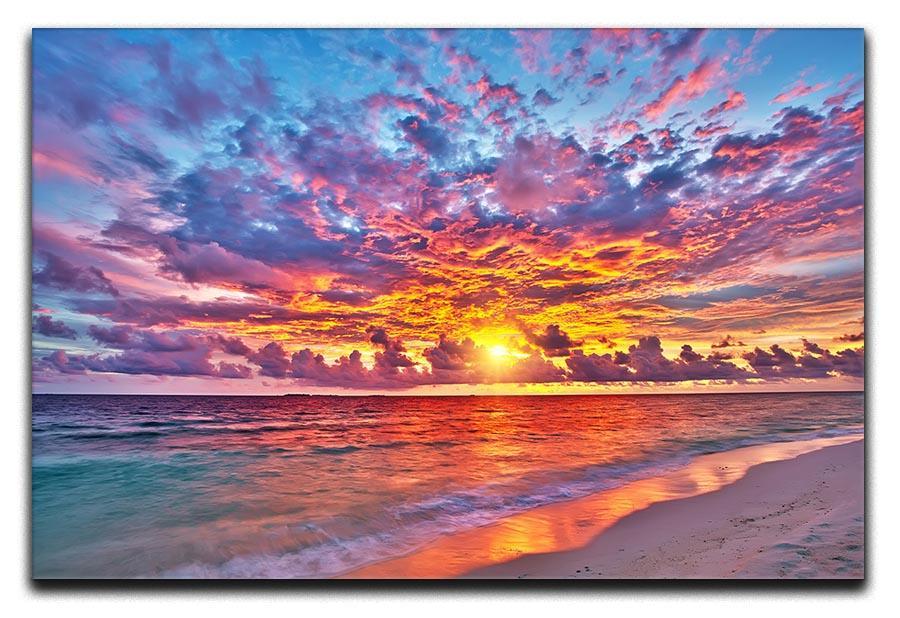 Colorful sunset over ocean on Maldives Canvas Print or Poster  - Canvas Art Rocks - 1