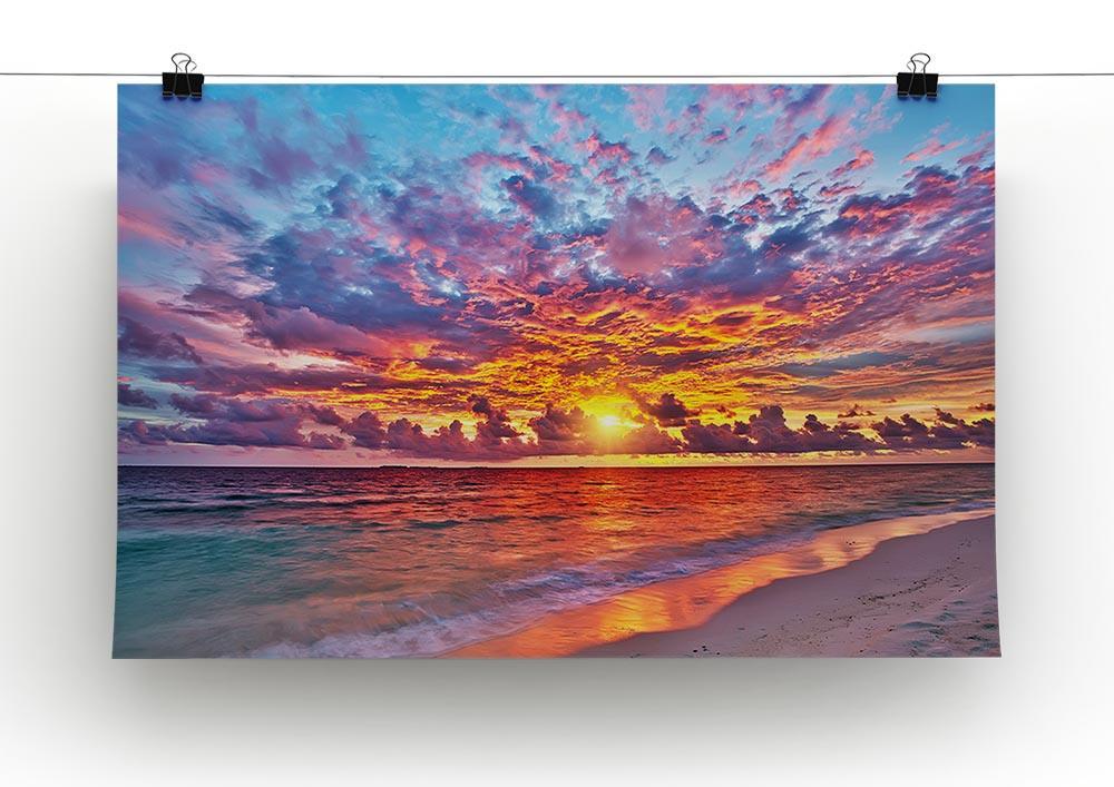 Colorful sunset over ocean on Maldives Canvas Print or Poster - Canvas Art Rocks - 2