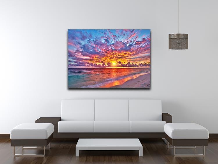 Colorful sunset over ocean on Maldives Canvas Print or Poster - Canvas Art Rocks - 4