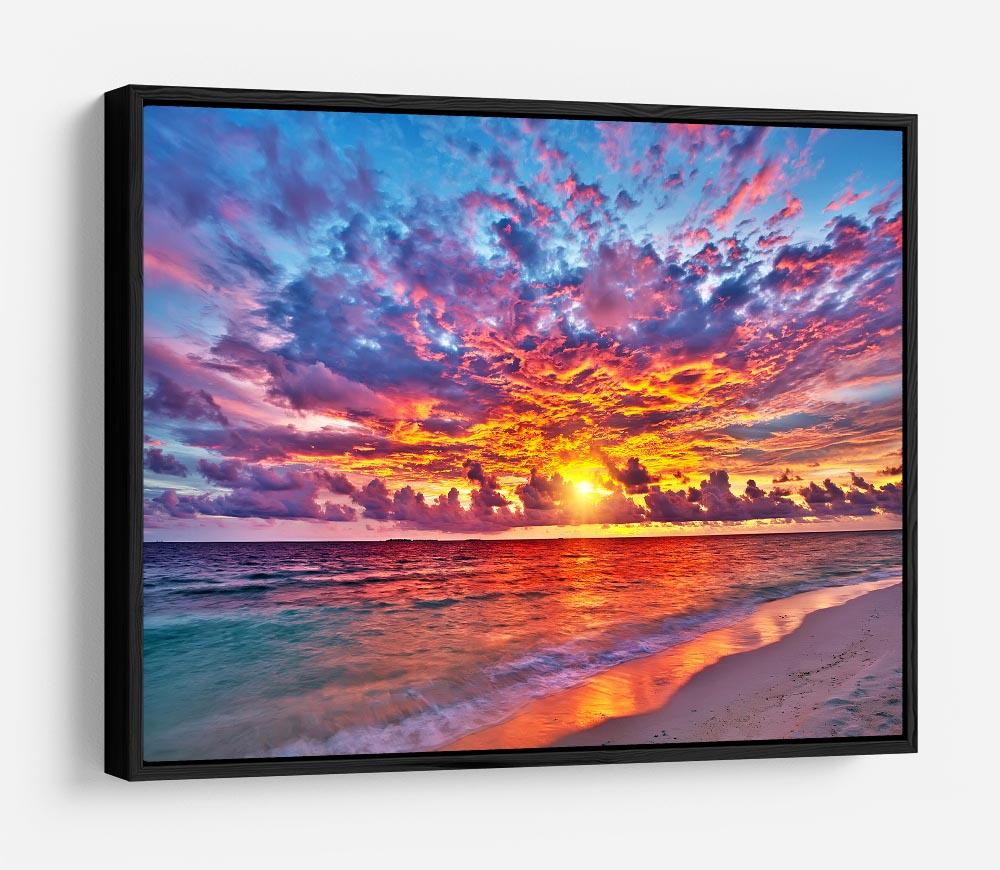 Colorful sunset over ocean on Maldives HD Metal Print