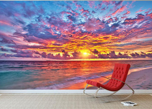 Colorful sunset over ocean on Maldives Wall Mural Wallpaper - Canvas Art Rocks - 3