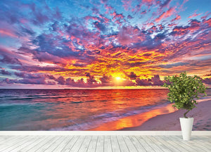 Colorful sunset over ocean on Maldives Wall Mural Wallpaper - Canvas Art Rocks - 4