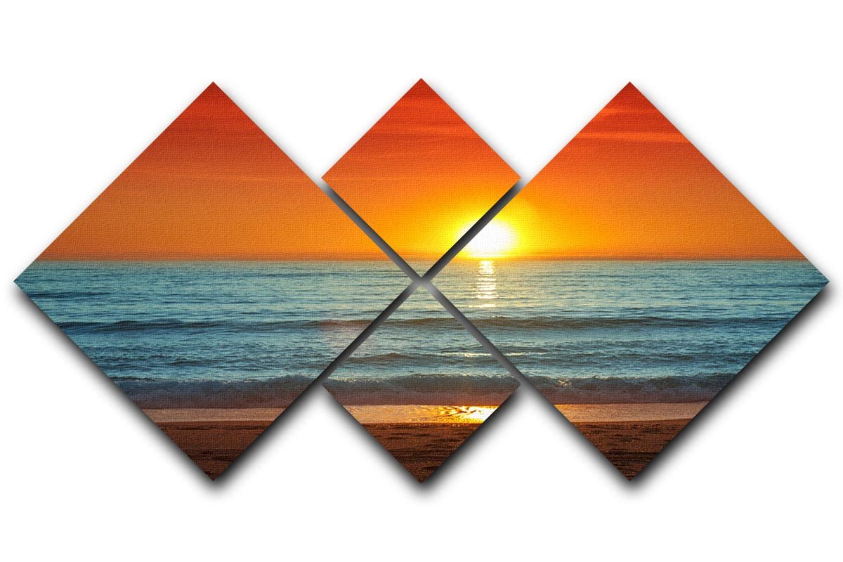Colorful sunset over the sea 4 Square Multi Panel Canvas - Canvas Art Rocks - 1
