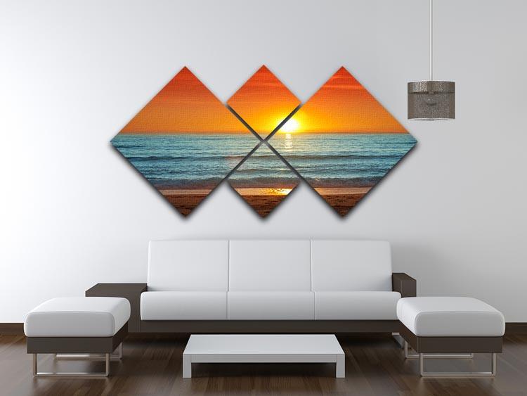 Colorful sunset over the sea 4 Square Multi Panel Canvas - Canvas Art Rocks - 3