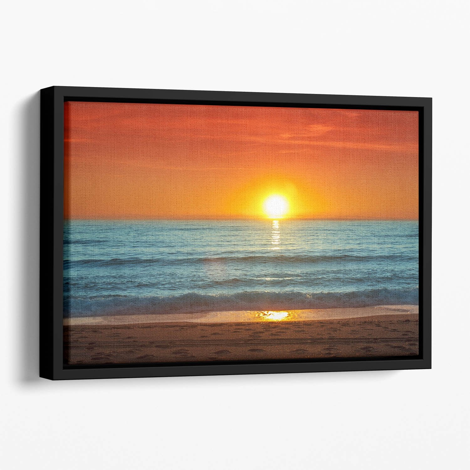Colorful sunset over the sea Floating Framed Canvas