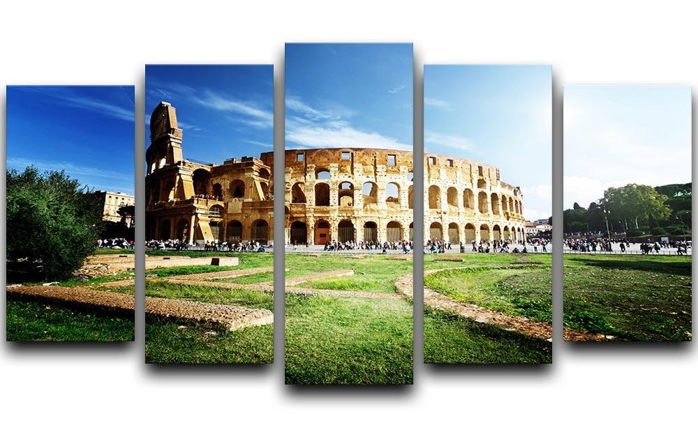 Colosseum Sunny Day in Rome 5 Split Panel Canvas  - Canvas Art Rocks - 1