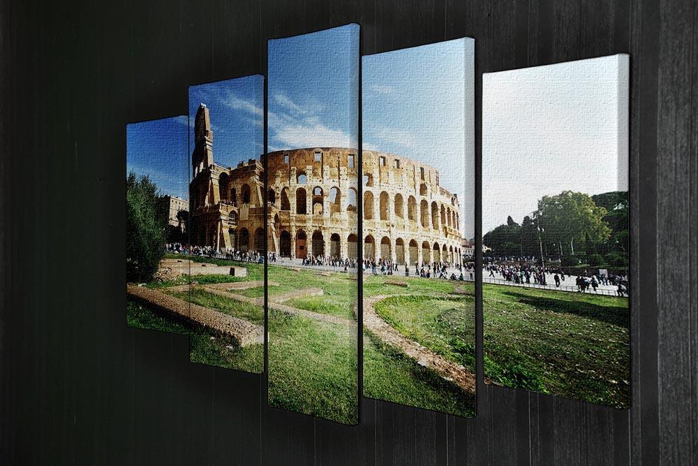 Colosseum Sunny Day in Rome 5 Split Panel Canvas  - Canvas Art Rocks - 2