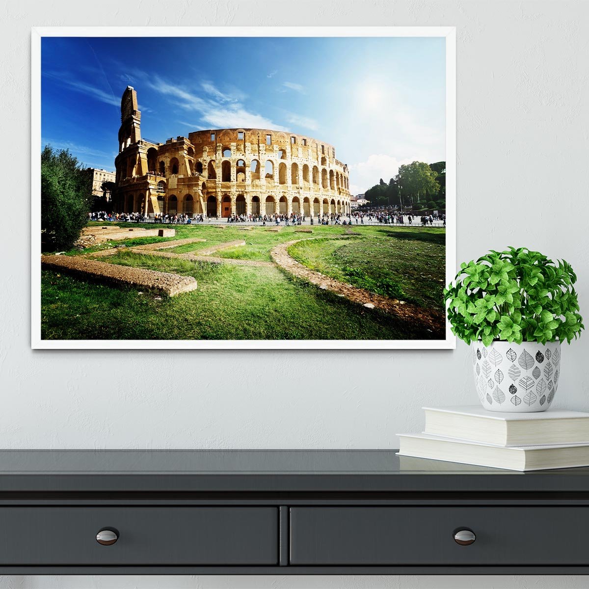 Colosseum Sunny Day in Rome Framed Print - Canvas Art Rocks -6