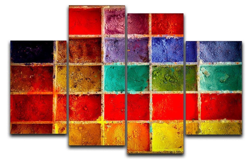 Coloured Squares 4 Split Panel Canvas  - Canvas Art Rocks - 1