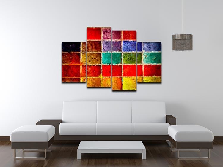 Coloured Squares 4 Split Panel Canvas - Canvas Art Rocks - 3