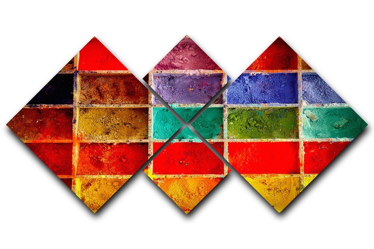 Coloured Squares 4 Square Multi Panel Canvas  - Canvas Art Rocks - 1