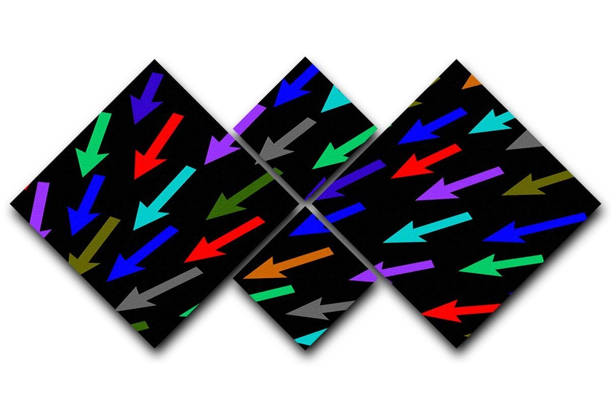 Colourful Arrows - Black 4 Square Multi Panel Canvas  - Canvas Art Rocks - 1