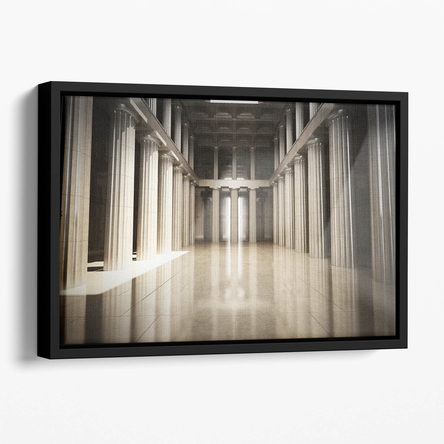 Column interior empty room Floating Framed Canvas