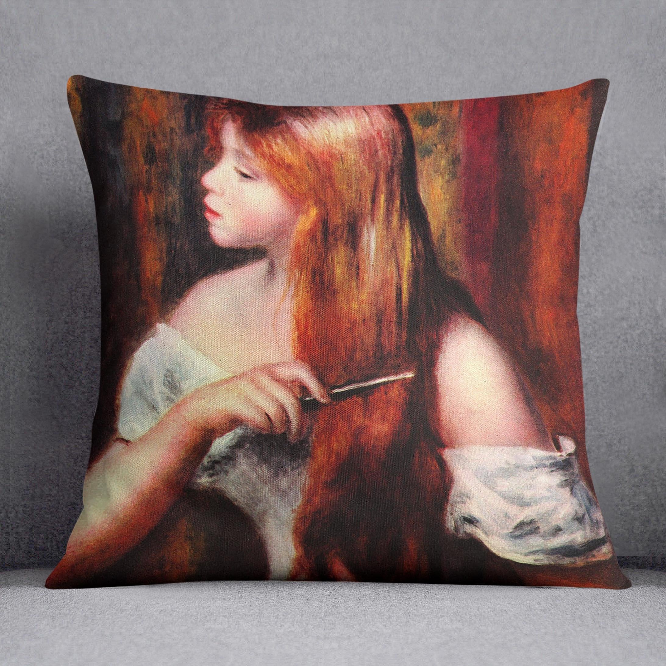 Combing girl by Renoir Throw Pillow