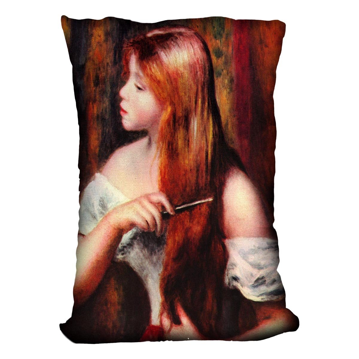 Combing girl by Renoir Throw Pillow