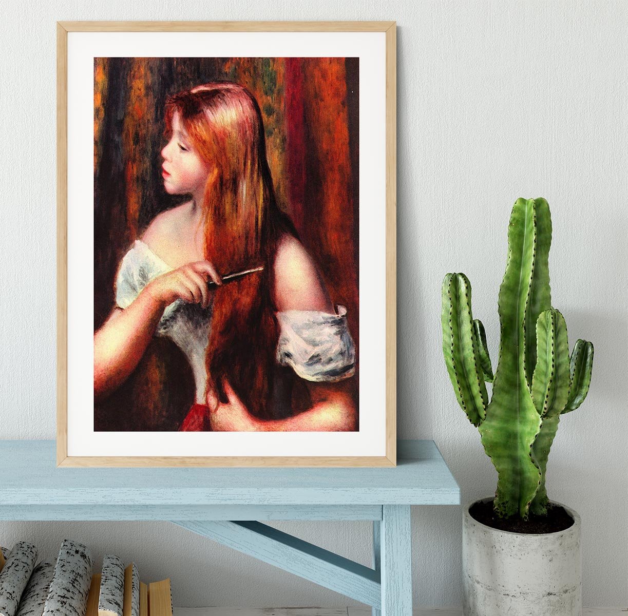 Combing girl by Renoir Framed Print - Canvas Art Rocks - 3