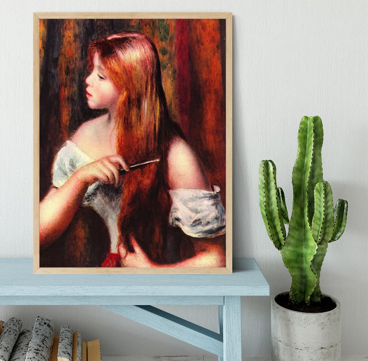 Combing girl by Renoir Framed Print - Canvas Art Rocks - 4