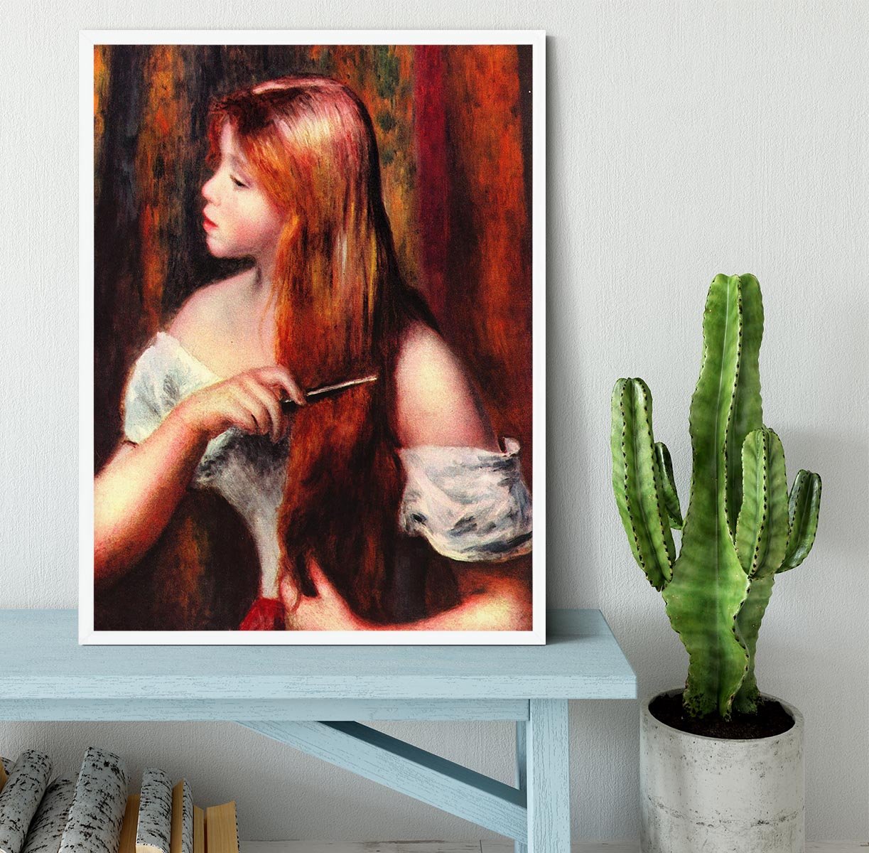 Combing girl by Renoir Framed Print - Canvas Art Rocks -6