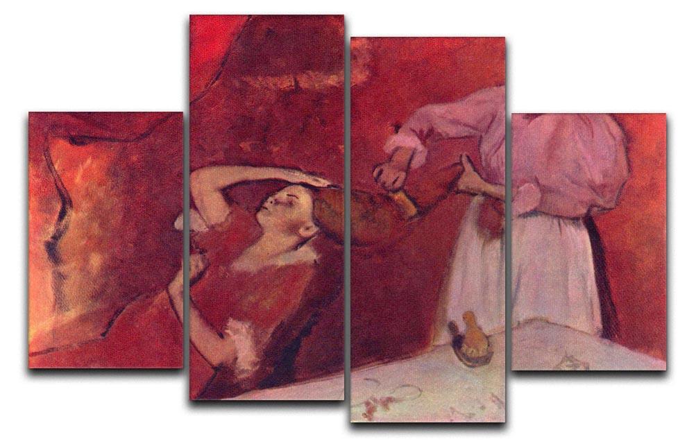 Combing hair by Degas 4 Split Panel Canvas - Canvas Art Rocks - 1
